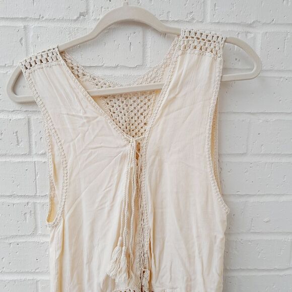 INDAH by Revolve Tunic Boho Look Dress w/ V-neck Crochet Trim Dress sz: S - Picture 4 of 12